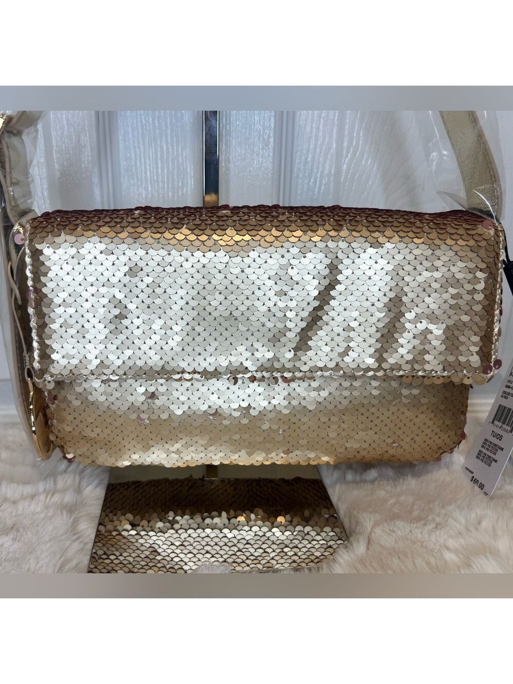 NICOLE MILLER GOLD SEQUIN MINI BAG NEW